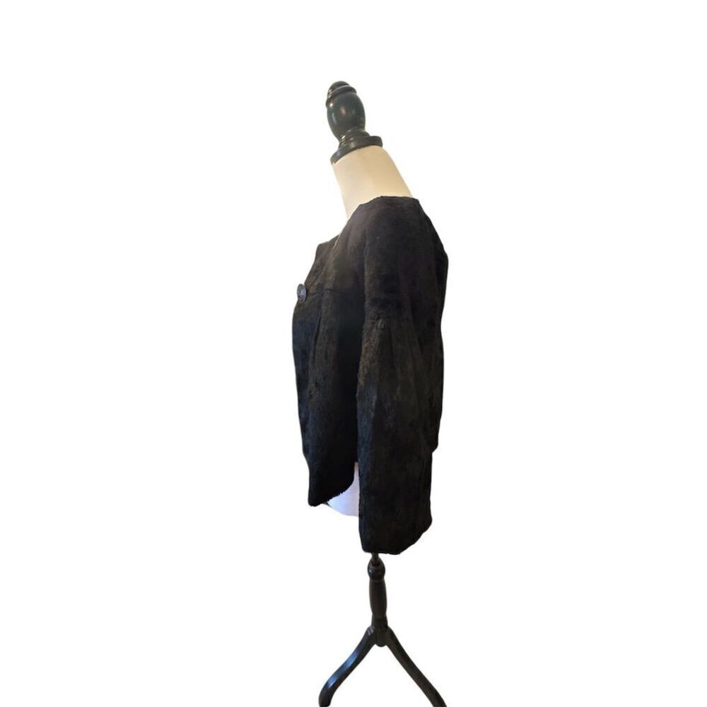 Beth Bowley Vintage Women's Black Velvet Overcoat Faux Fur Collar Women’s Size 4 - Picture 4 of 11